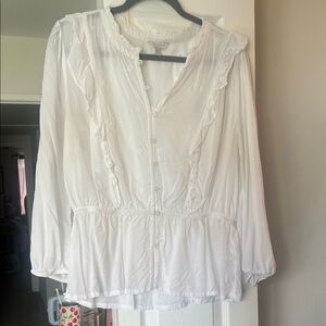 Lucky Brand White Ruffle Blouse
